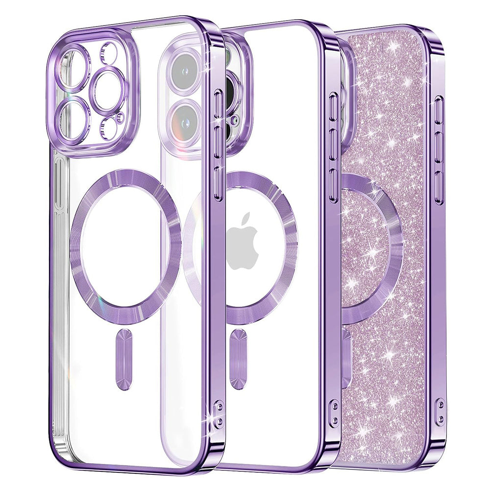 Husa de protectie Techsuit Luxury Glitter MagSafe compatibil cu iPhone 16 Pro Max, Mov Deschis