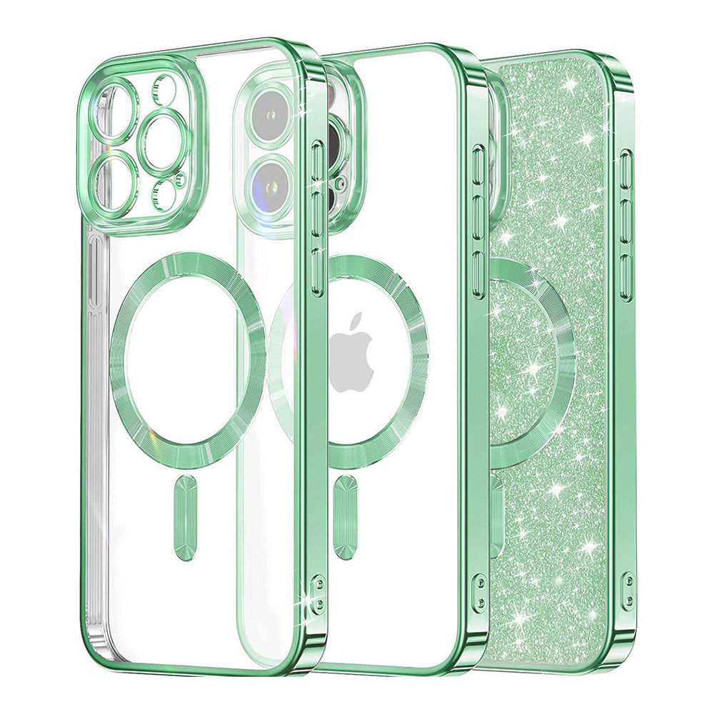 Husa de protectie Techsuit Luxury Glitter MagSafe compatibil cu iPhone 16 Pro Max, Verde Deschis