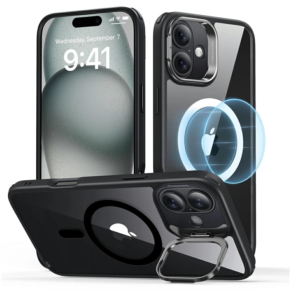 Husa de protectie ESR Classic Hybrid HaloLock Kickstand compatibil cu iPhone 16 Plus, Transparent Black