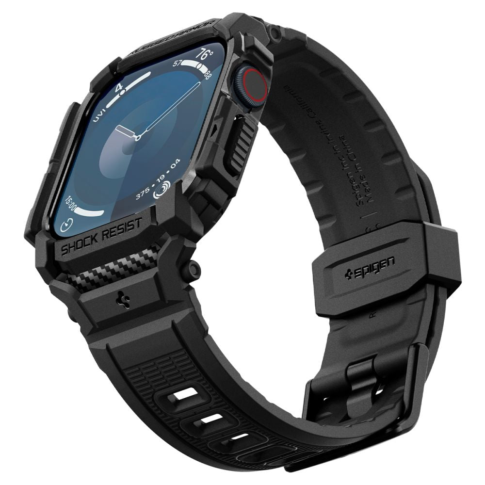 Accesoriu smartwatch Spigen Rugged Armor Pro (ACS08591) compatibil cu Apple Watch 10 42mm / Watch 11 42mm, Negru Mat