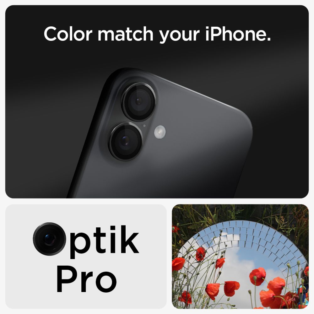 Folie de protectie Spigen (set de 2) Optik.tR EZ Fit Pro Camera Glass (AGL07921) compatibil cu iPhone 17 / iPhone 16 Plus / iPhone 16, Negru