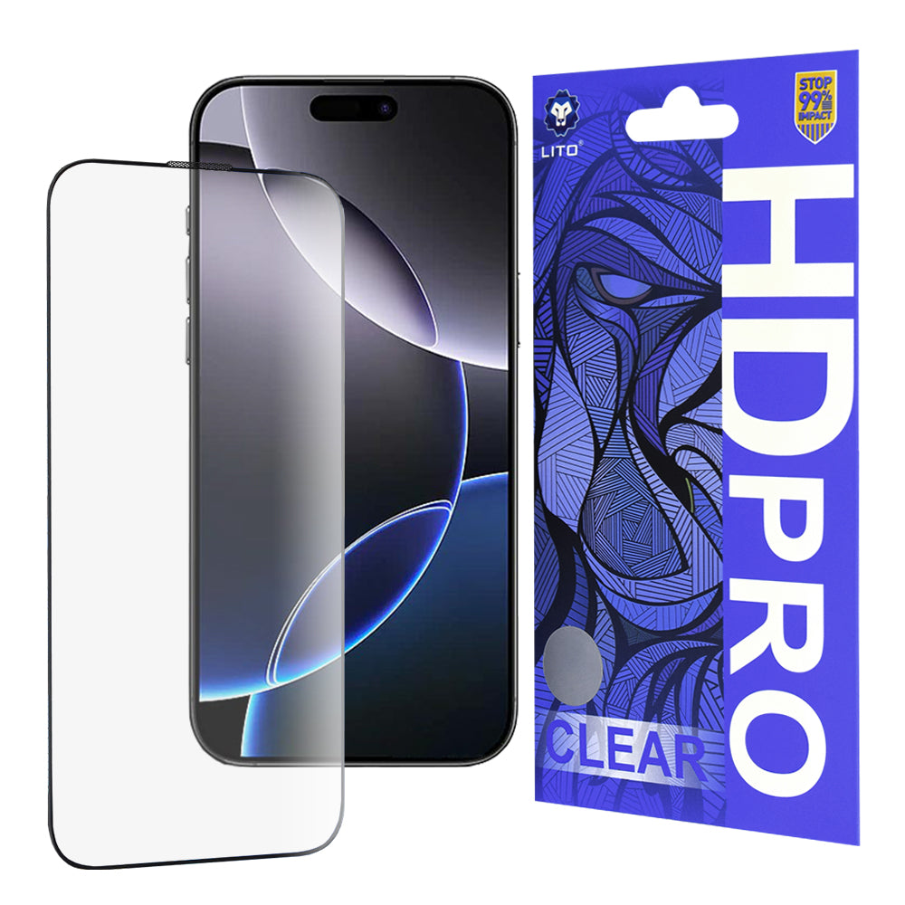 Folie de protectie Lito HD Pro Clear compatibil cu iPhone 16 Pro Max, Negru