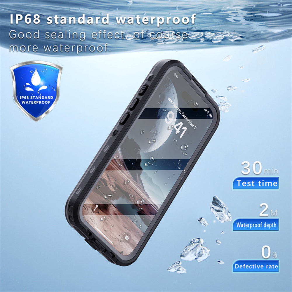 Husa de protectie ShellBox Waterproof IP68 compatibil cu iPhone 16, Negru
