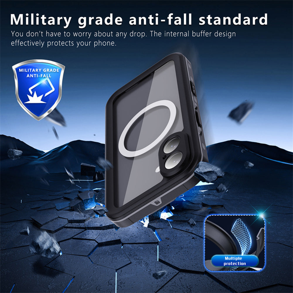 Husa de protectie ShellBox Waterproof IP68 compatibil cu iPhone 16, Negru