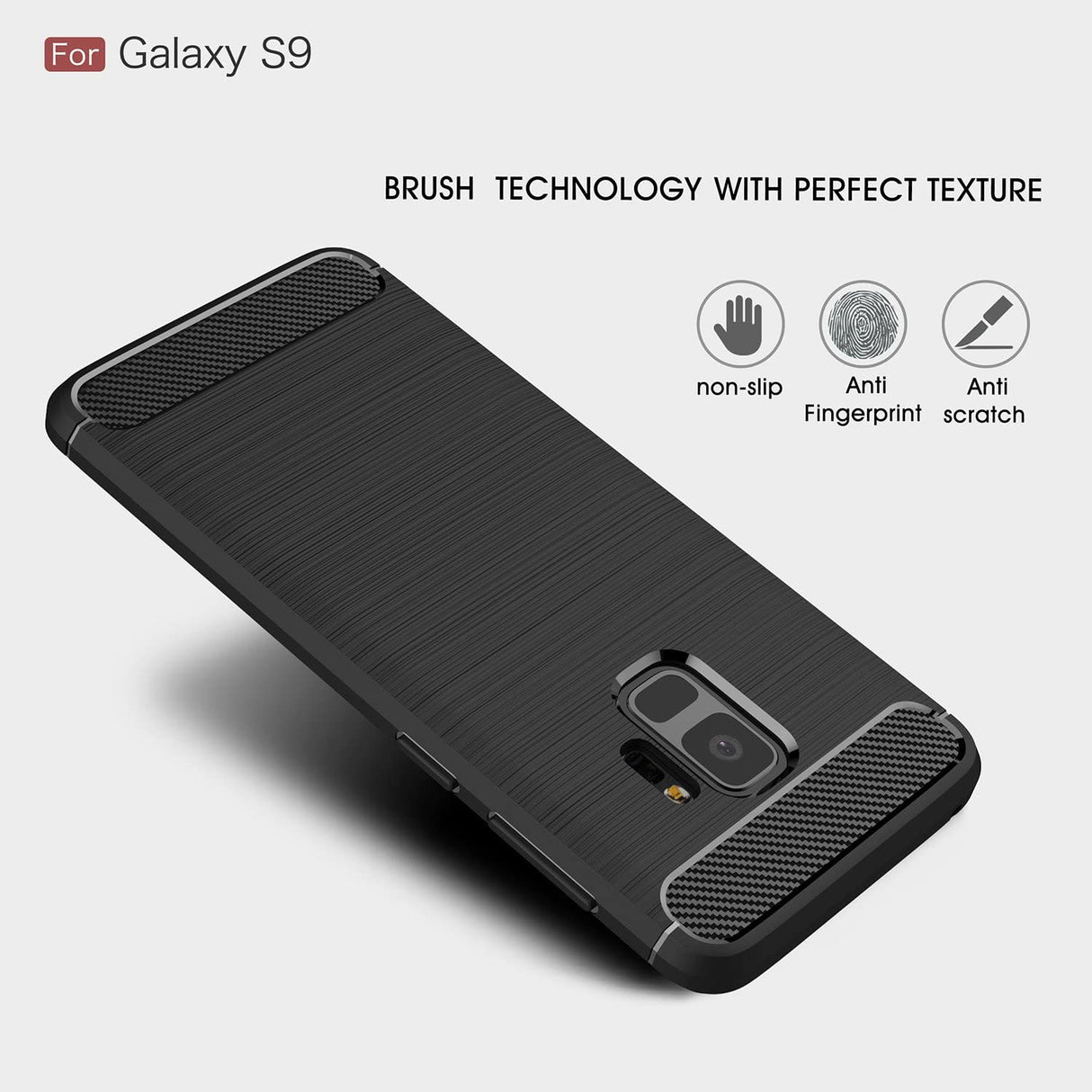 Husa de protectie Techsuit Carbon Silicone compatibil cu Samsung Galaxy S9, Negru