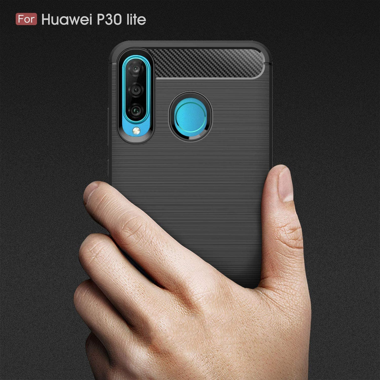 Husa de protectie Techsuit Carbon Silicone compatibil cu Huawei P30 lite / P30 lite New Edition, Negru