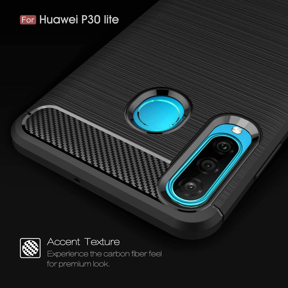 Husa de protectie Techsuit Carbon Silicone compatibil cu Huawei P30 lite / P30 lite New Edition, Negru