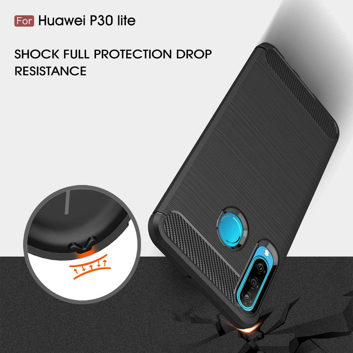Husa de protectie Techsuit Carbon Silicone compatibil cu Huawei P30 lite / P30 lite New Edition, Negru