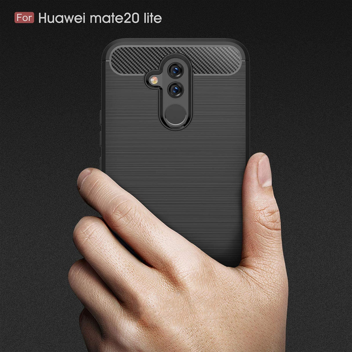 Husa de protectie Techsuit Carbon Silicone compatibil cu Huawei Mate 20 lite, Negru