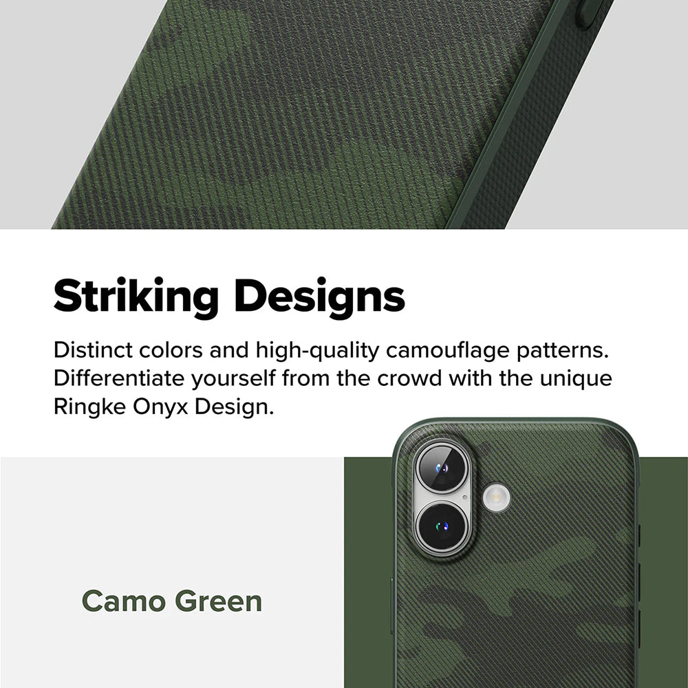 Husa de protectie Ringke Onyx Design compatibil cu iPhone 16 Plus, Camo Green
