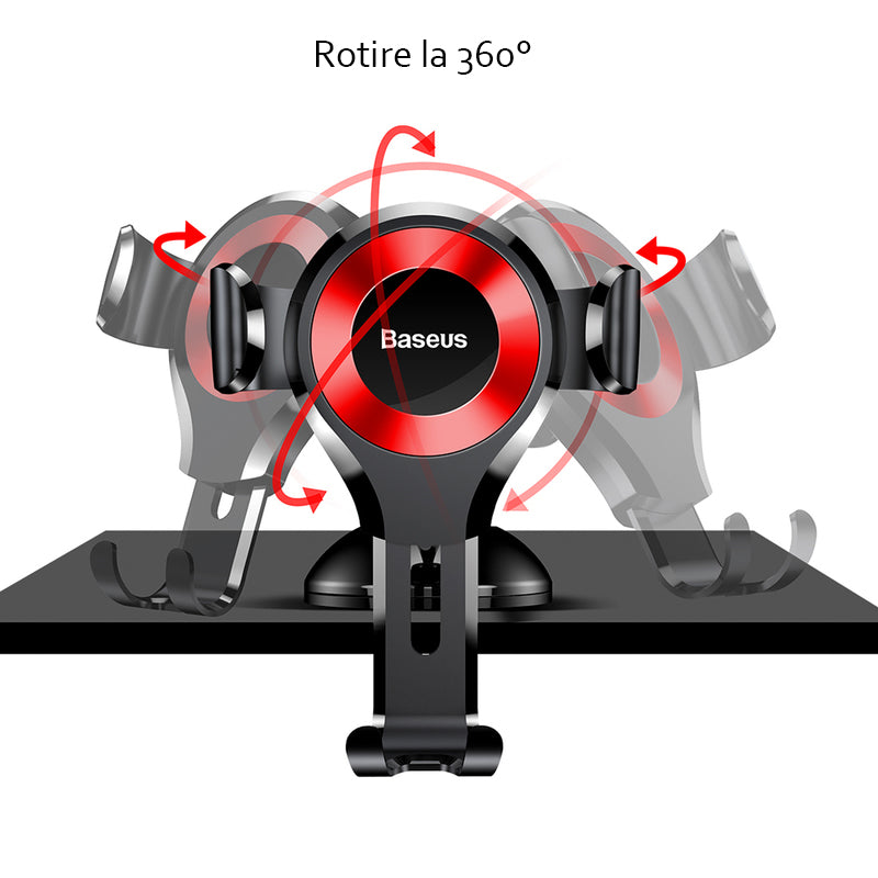 Suport Baseus Osculum (SUYL-XP09), Gravity Grip for Dashboard, Windshield, 360° Rotating, Suction Cup Clamp, Negru / Red