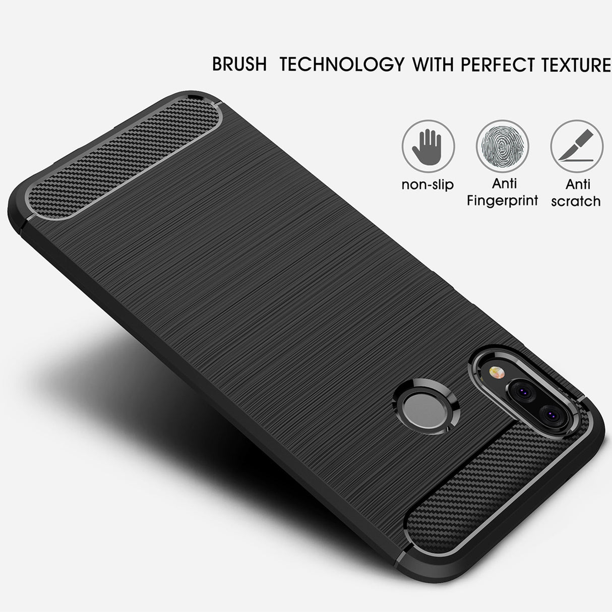 Husa de protectie Techsuit Carbon Silicone compatibil cu Huawei P20 lite, Negru