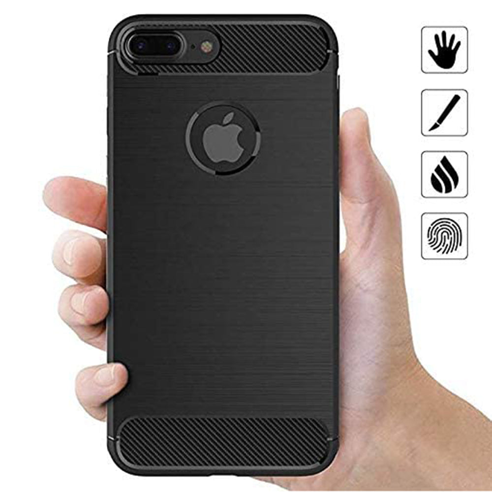 Husa de protectie Techsuit Carbon Silicone compatibil cu iPhone 7 Plus, Negru