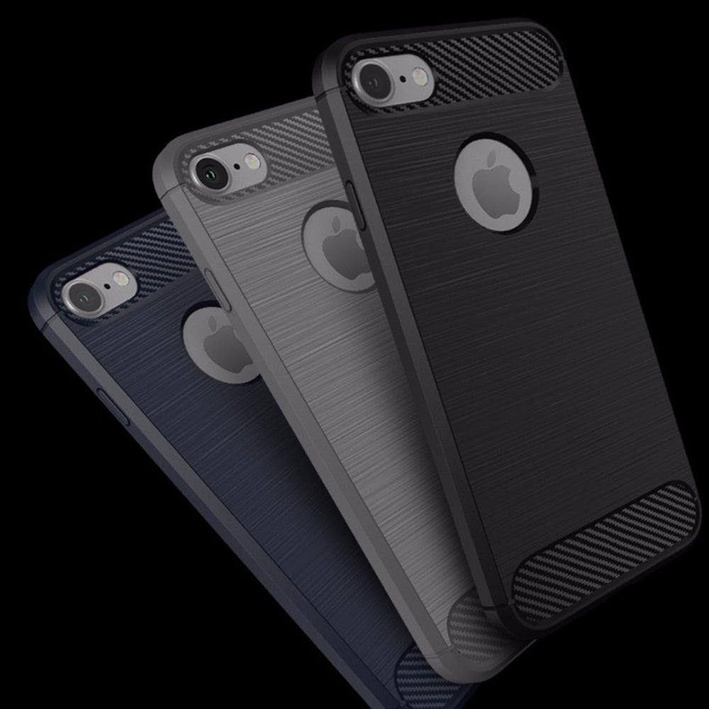 Husa de protectie Techsuit Carbon Silicone compatibil cu iPhone 7 / iPhone 8, Negru