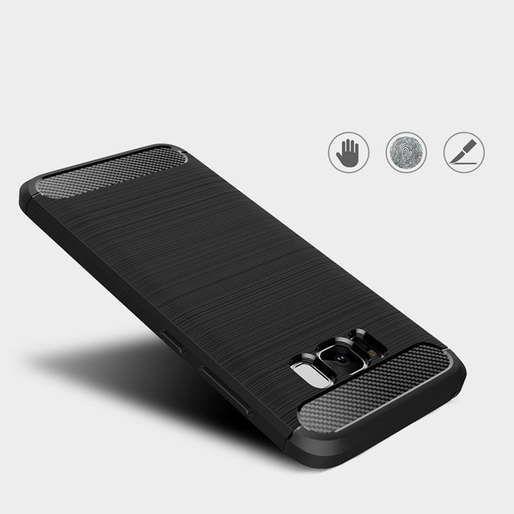 Husa de protectie Techsuit Carbon Silicone compatibil cu Samsung Galaxy S8, Negru