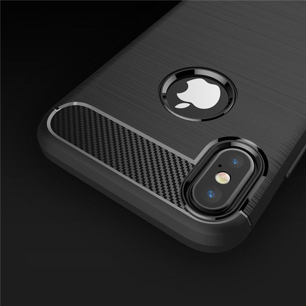 Husa de protectie Techsuit Carbon Silicone compatibil cu iPhone X / iPhone XS, Negru