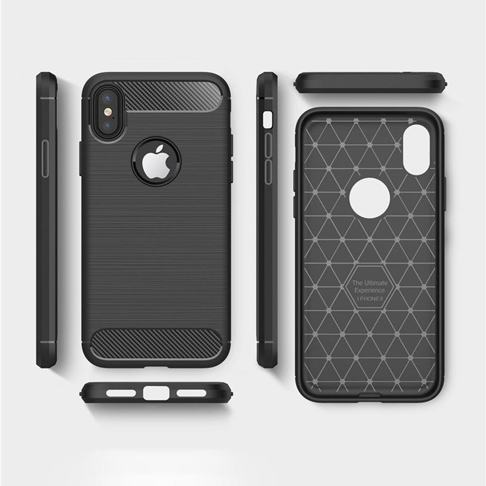Husa de protectie Techsuit Carbon Silicone compatibil cu iPhone X / iPhone XS, Negru