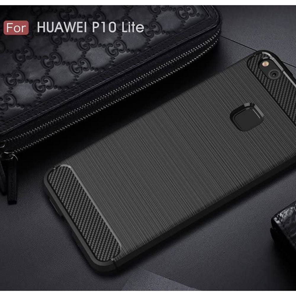 Husa de protectie Techsuit Carbon Silicone compatibil cu Huawei P10 Lite, Negru