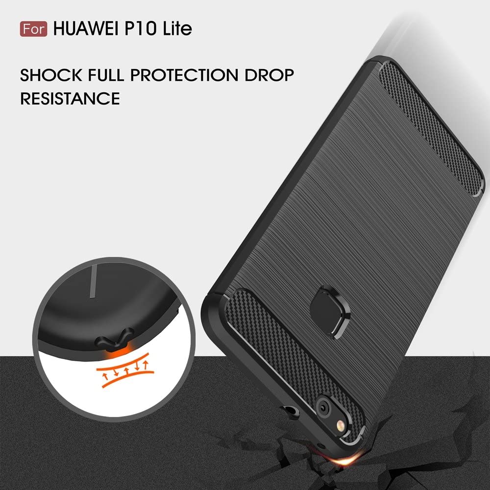 Husa de protectie Techsuit Carbon Silicone compatibil cu Huawei P10 Lite, Negru