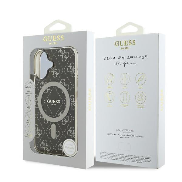 Husa de protectie Guess IML 4G Background MagSafe (GUHMP16MH4DTEW) compatibil cu iPhone 16 Plus, Maro