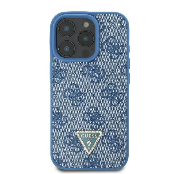 Husa de protectie Guess Leather Metal Logo Strass Crossbody (GUHCP16LP4TDSCPB) compatibil cu iPhone 16 Pro, Albastru