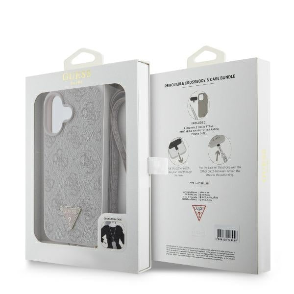 Husa de protectie Guess Leather Metal Logo Strass Crossbody (GUHCP16SP4TDSCPB) compatibil cu iPhone 16, Albastru