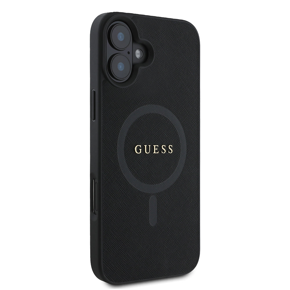 Husa de protectie Guess Saffiano Classic Logo MagSafe (GUHMP16MPSAHMCK) compatibil cu iPhone 16 Plus, Negru