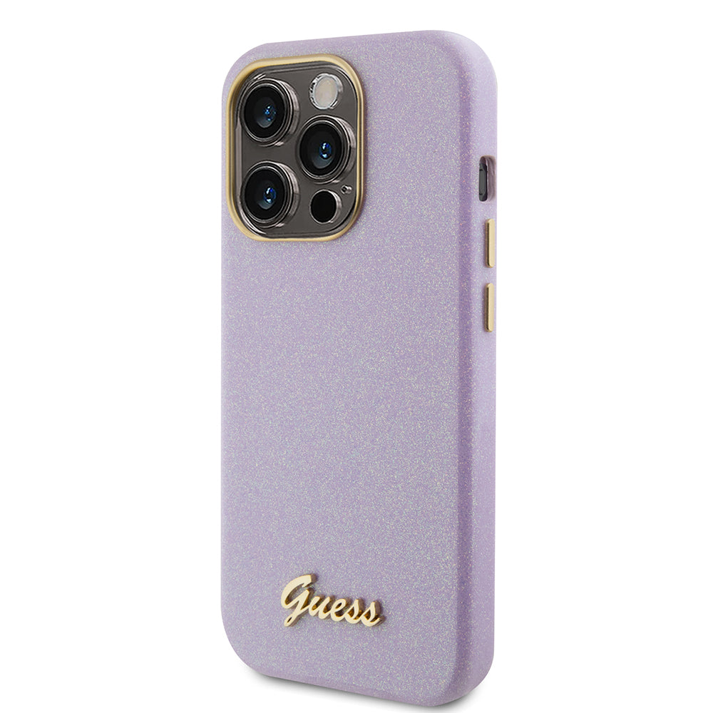 Husa de protectie Guess Glitter Glossy Script (GUHCP15LPGMCSL) compatibil cu iPhone 15 Pro, Mov Deschis
