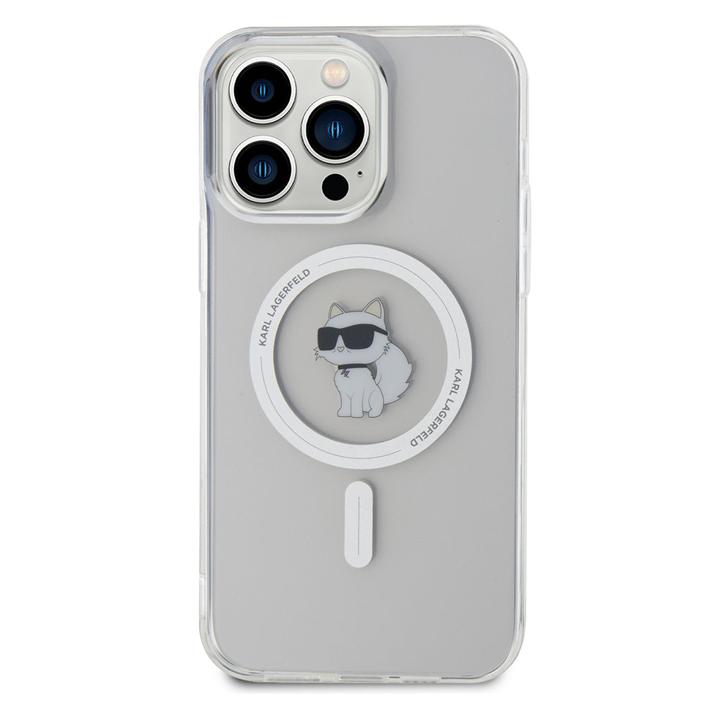 Husa de protectie Karl Lagerfeld IML MagSafe (KLHMP14XHFCCNOT) compatibil cu iPhone 14 Pro Max, Transparent Choupette