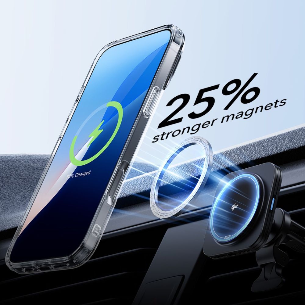 Folie de protectie ESR Classic Hybrid HaloLock Kickstand + Tempered Glass compatibil cu iPhone 16 Plus, Transparent