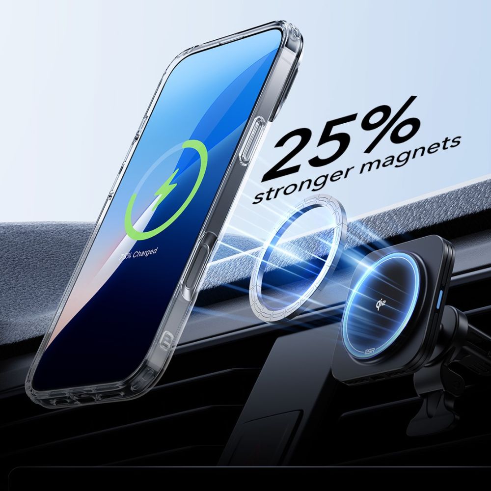 Folie de protectie ESR Classic Hybrid HaloLock Kickstand + Tempered Glass compatibil cu iPhone 16 Pro, Transparent
