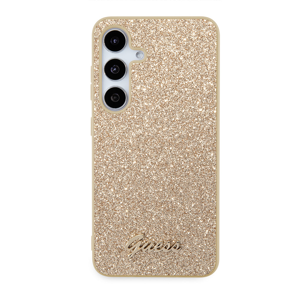 Husa de protectie Guess Glitter Script (GUHCS24MHGGSHD) compatibil cu Samsung Galaxy S24 Plus, Auriu