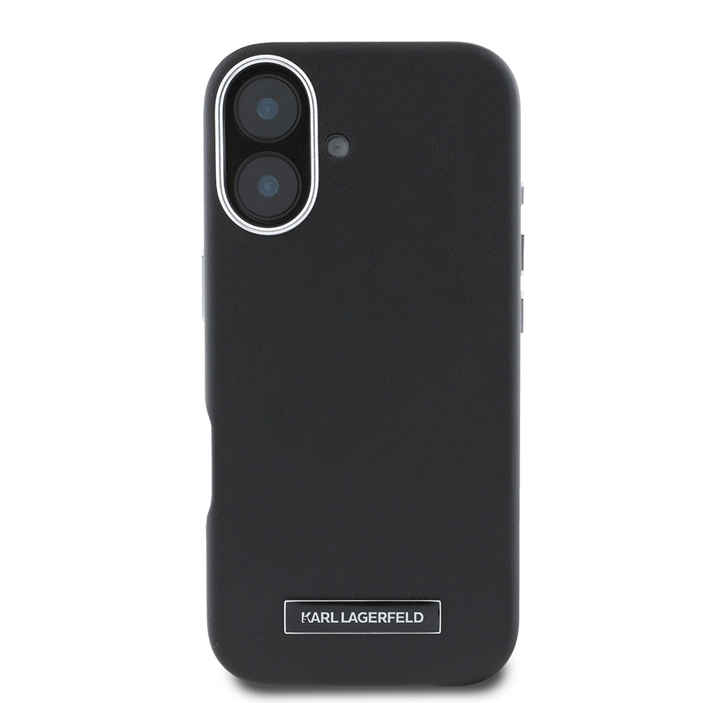 Husa de protectie Karl Lagerfeld Leather MagSafe (KLHMP16SPGMSRPK) compatibil cu iPhone 16, FW Metal Plate