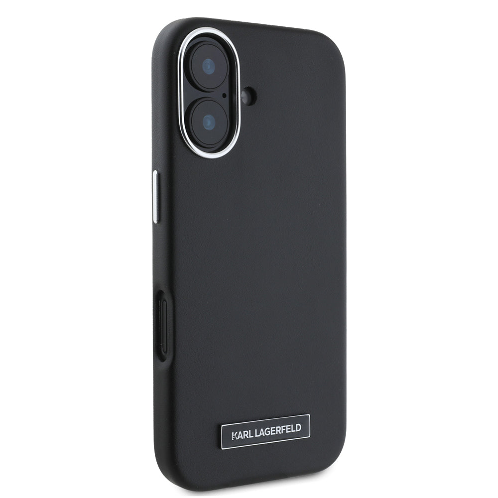 Husa de protectie Karl Lagerfeld Leather MagSafe (KLHMP16SPGMSRPK) compatibil cu iPhone 16, FW Metal Plate