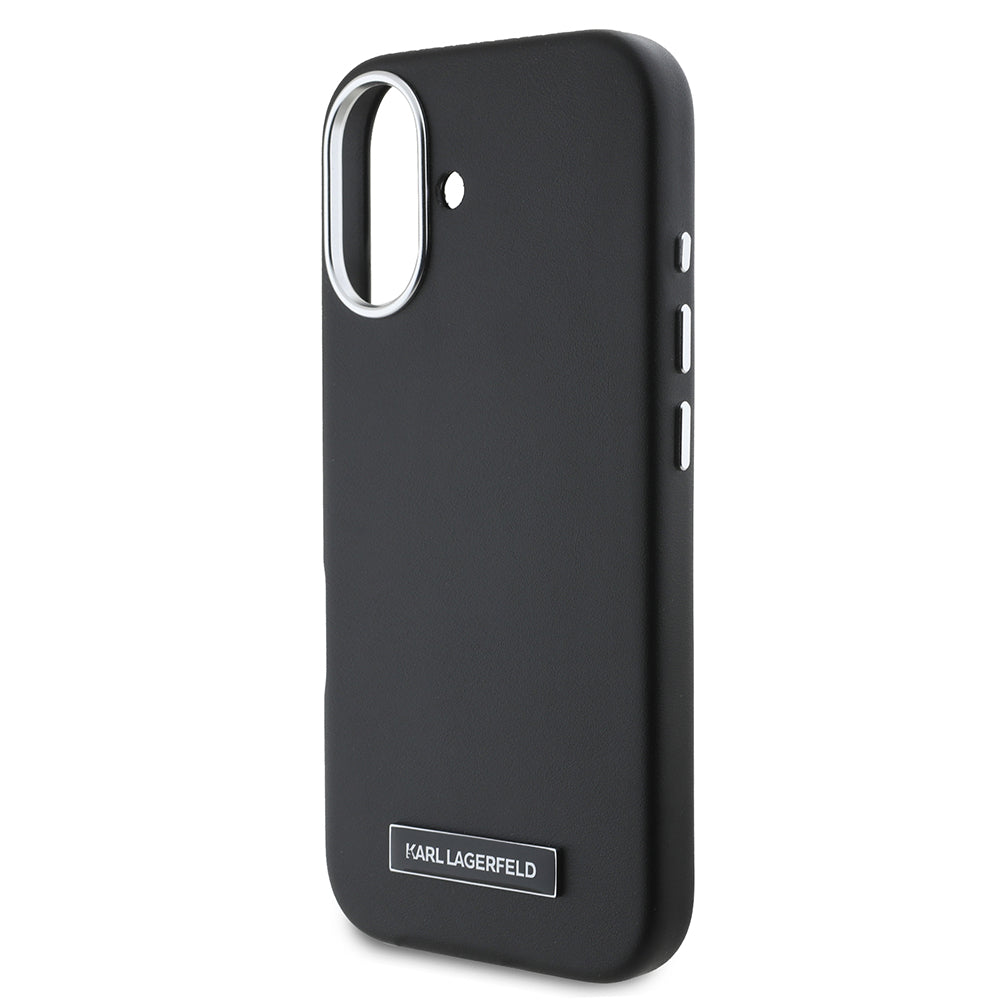 Husa de protectie Karl Lagerfeld Leather MagSafe (KLHMP16SPGMSRPK) compatibil cu iPhone 16, FW Metal Plate