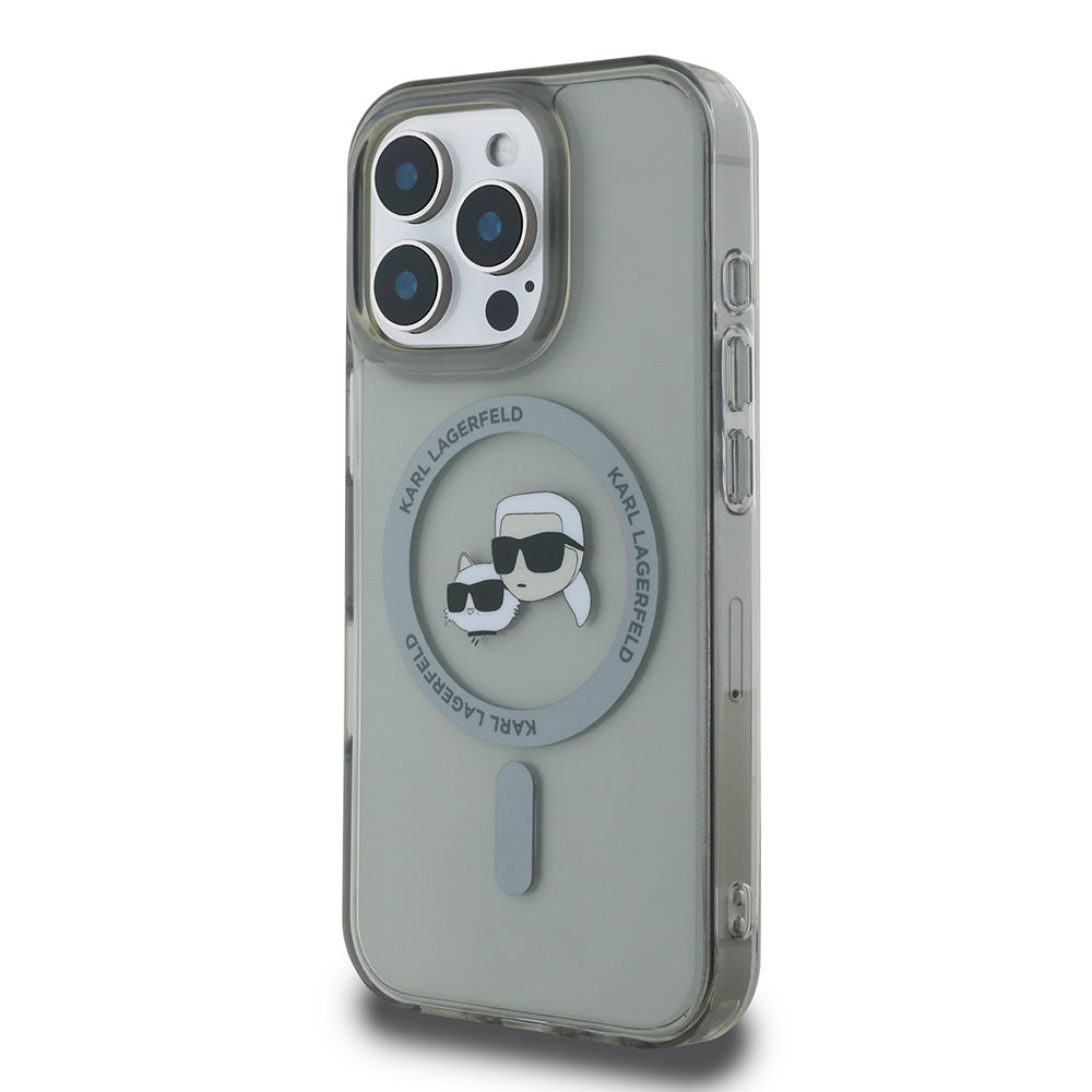 Husa de protectie Karl Lagerfeld IML MagSafe (KLHMP16LHLSKCK) compatibil cu iPhone 16 Pro, Metal Karl&Choupette Head