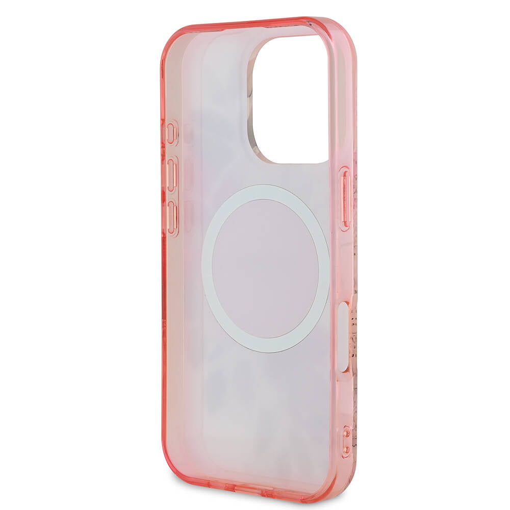 Husa de protectie Guess IML Flower & Tonal Circle MagSafe (GUHMP16XHFWBDCEP) compatibil cu iPhone 16 Pro Max, Roz