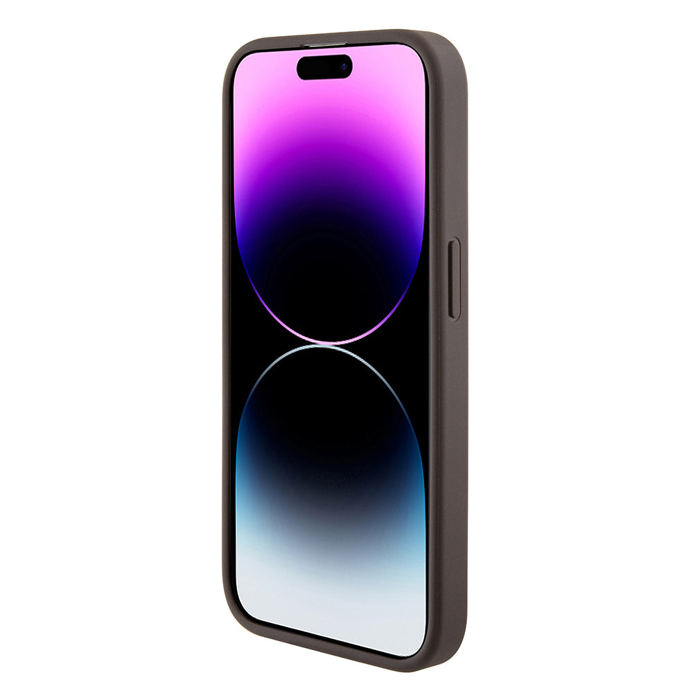 Husa de protectie Guess Grip Stand 4G Triangle Strass (GUHCP15LPGS4TDW) compatibil cu iPhone 15 Pro, Maro