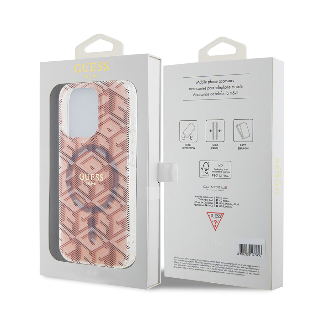 Husa de protectie Guess IML GCube MagSafe (GUHMP15XHGCUSTGP) compatibil cu iPhone 15 Pro Max, Roz