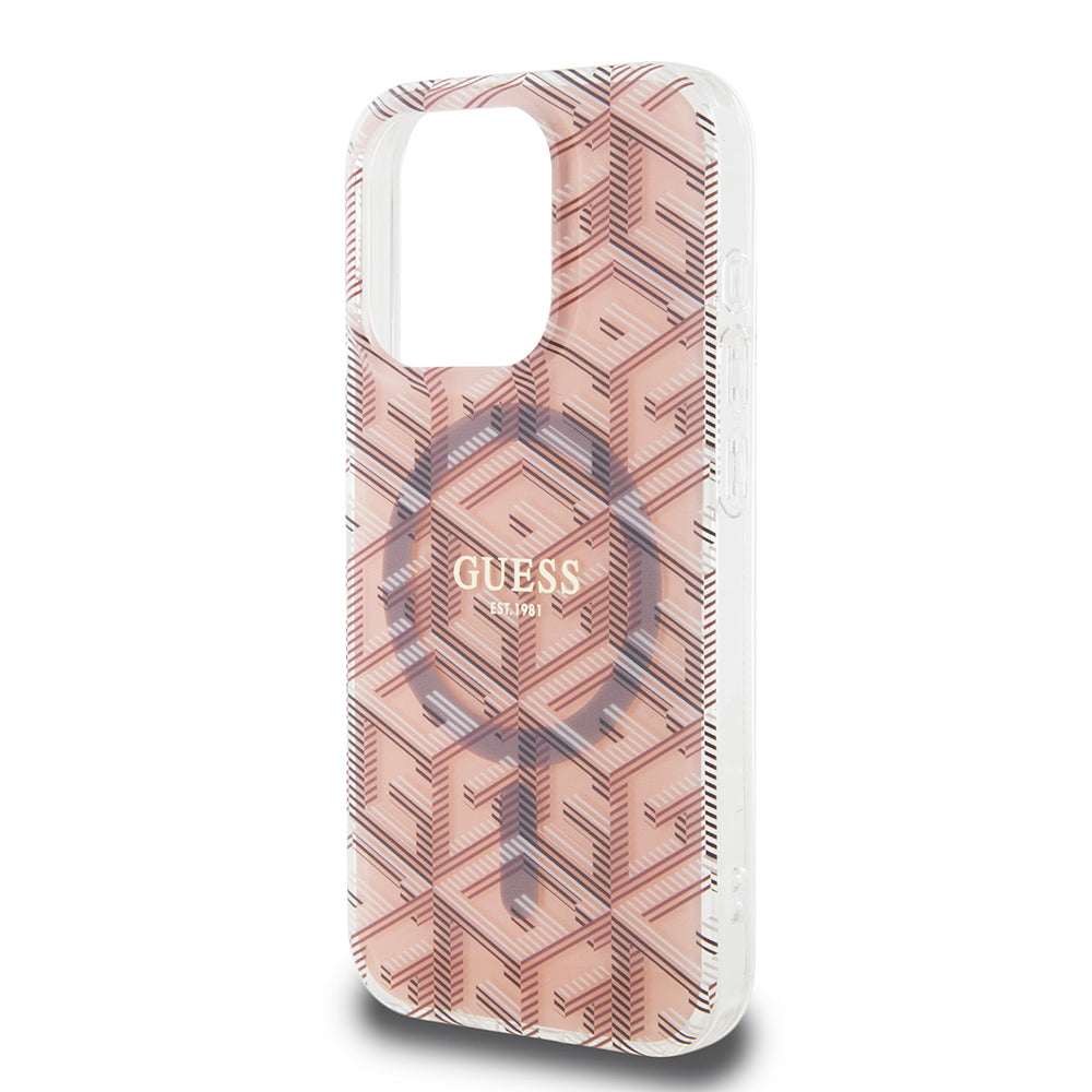 Husa de protectie Guess IML GCube MagSafe (GUHMP15LHGCUSTGP) compatibil cu iPhone 15 Pro, Roz