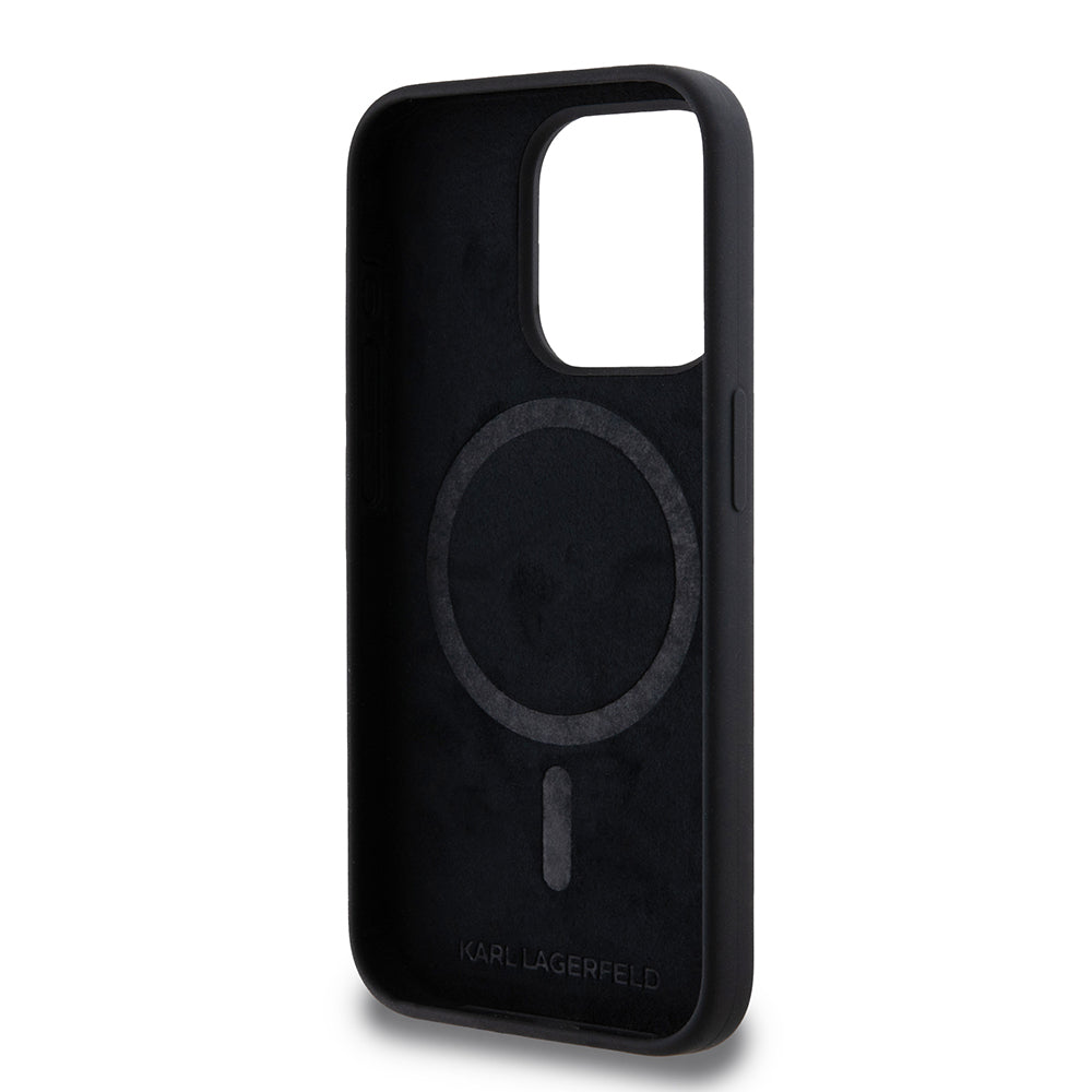 Husa de protectie Karl Lagerfeld Silicone MagSafe (KLHMP15LSKCHPPLK) compatibil cu iPhone 15 Pro, Karl&Choupette Head