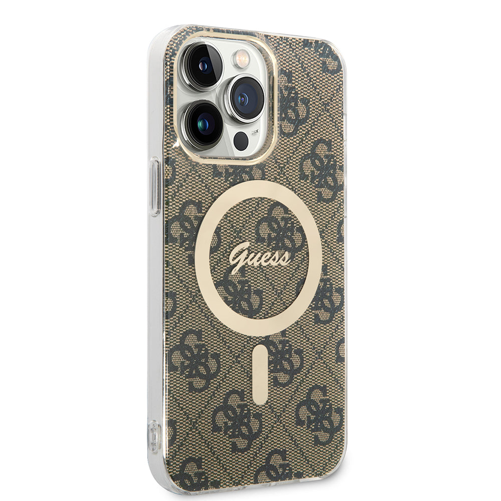 Husa de protectie Guess IML 4G MagSafe (GUHMP15LH4STW) compatibil cu iPhone 15 Pro, Maro