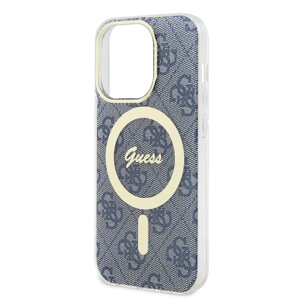 Husa de protectie Guess IML 4G MagSafe (GUHMP15LH4STB) compatibil cu iPhone 15 Pro, Albastru