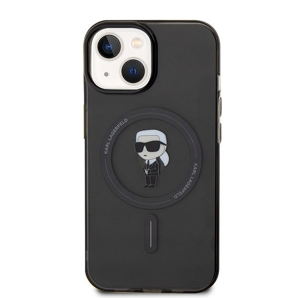 Husa de protectie Karl Lagerfeld IML MagSafe compatibil cu iPhone 15, Negru