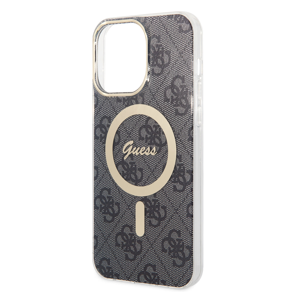 Husa de protectie Guess IML 4G MagSafe (GUHMP15LH4STK) compatibil cu iPhone 15 Pro, Negru