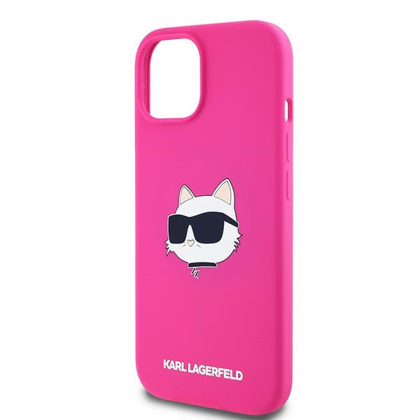 Husa de protectie Karl Lagerfeld Silicone MagSafe (KLHMP15MSCHPPLF) compatibil cu iPhone 15 Plus, Fuschia Choupette Head