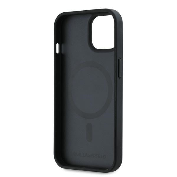 Husa de protectie Karl Lagerfeld Leather MagSafe (KLHMP15MPGKHPHK) compatibil cu iPhone 15 Plus, Karl Head