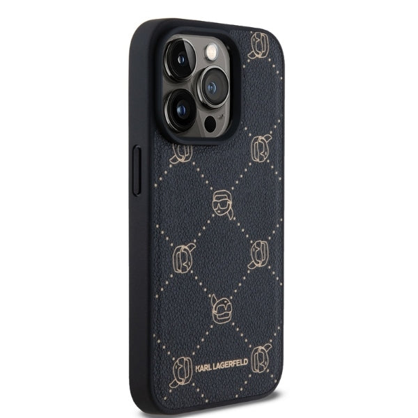 Husa de protectie Karl Lagerfeld Leather MagSafe (KLHMP15LPGKHPHK) compatibil cu iPhone 15 Pro, Karl Head