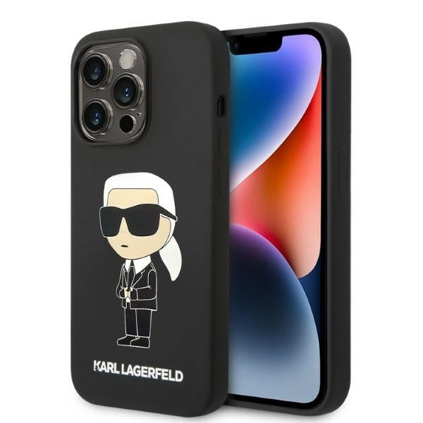 Husa de protectie Karl Lagerfeld Silicone MagSafe (KLHMP14XSNIKBCK) compatibil cu iPhone 14 Pro Max, Ikonik