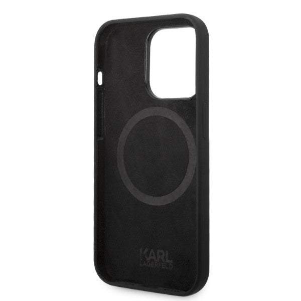Husa de protectie Karl Lagerfeld Silicone MagSafe (KLHMP14XSNIKBCK) compatibil cu iPhone 14 Pro Max, Ikonik